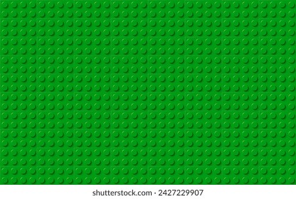 Green plastic toy blocks. Modern vector bricks background. Plastic construction plate. Simple vector illustration