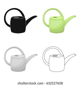 Green plastic watering can for watering flowers in the garden.Farm and gardening single icon in cartoon style vector symbol stock illustration.