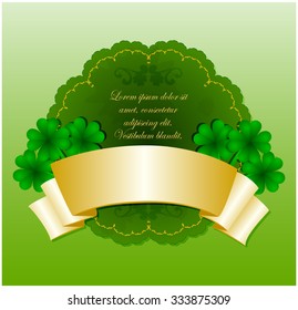 Green plate with clover and ribbon