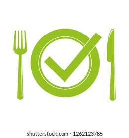 green plate with cutlery meal check vector illustration EPS10