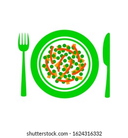 Green plate vector icon on white background