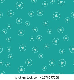 Green Play in circle icon isolated seamless pattern on green background.  Vector Illustration