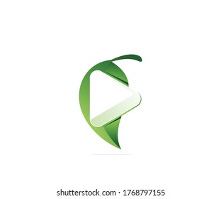 Green play logo design template