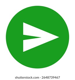 Green Play or Send Button Icon. Vector Submit Symbol.