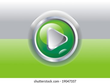Green play vector button