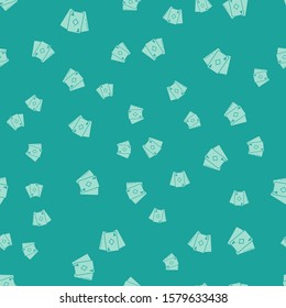 Green Playing card with diamonds symbol icon isolated seamless pattern on green background. Casino gambling.  Vector Illustration