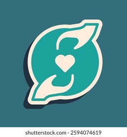 Green Pleasant relationship icon isolated on green background. Romantic relationship or pleasant meeting concept. Long shadow style. Vector