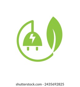 icono de concepto de energía ecológica de enchufe verde