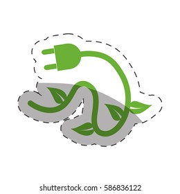 green plug electricity environment cut line vector illustration eps 10
