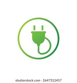 "Green Plug Icon: Eco-Friendly Power Connection Symbol"
