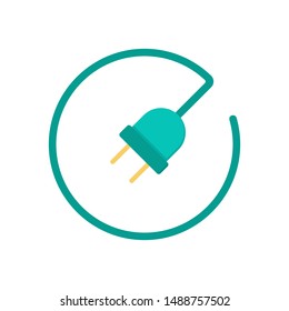 Green plug icon. Idea of electric power, connection and technology. Electricity concept. Isolated flat vector illustration