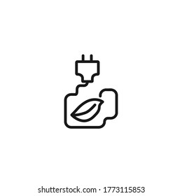 Green Plug Power Consumption. alternative energy line icon