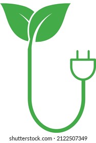 Green Plug Power Consumption icon, eco-friendly power vector 