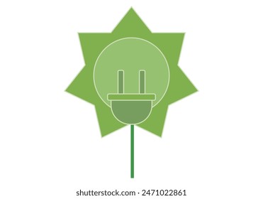 Green plug and sun icon representing clean energy.