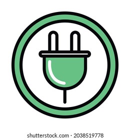 green plug symbol isolated icon