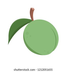 Green Plum Cartoon Vector. Symbol. Logo.