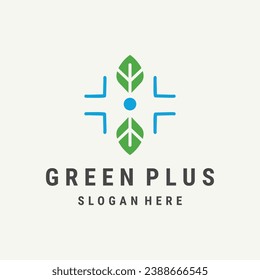 Green plus logo template vector illustration design