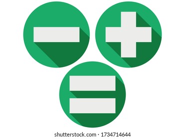 Green plus, minus, and equal button.