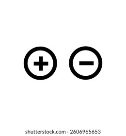Green plus and Red minus symbols, Positive an negative solid thin line vector signs. Mathematical symbols, add, subtract, right and wrong, pros and cons. Vector Illustration.
