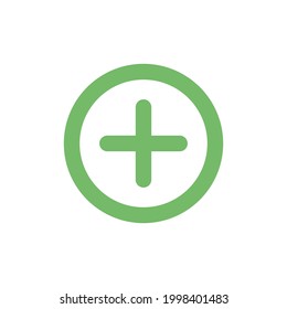 Green plus sign or add button icon