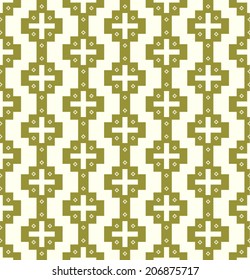 Green plus sign and blossom pattern on pastel color. Sweet and vintage seamless pattern style for modern or graphic design