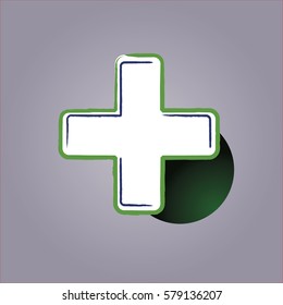 the green plus sign lying on the circle, surrounded by a purple background
