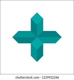 Green plus sign on white background vector.