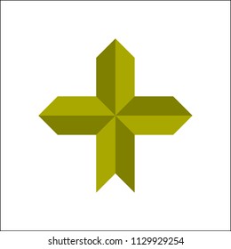 Green plus sign on white background vector.