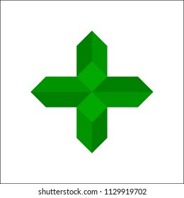 Green plus symbol on white background vector.