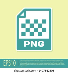Green PNG file document icon. Download png button icon isolated on yellow background. PNG file symbol. Vector Illustration
