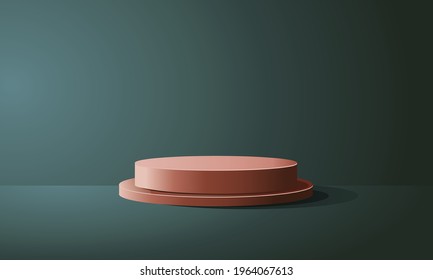 green podium, 3D rendering, 3D product display background.