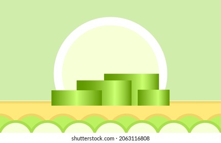 green podium background. 3d, abstract, nature, fresh. suitable for backgroun sale product