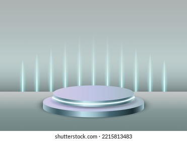 Green Podium with Neon and Sparking Green Lamps
