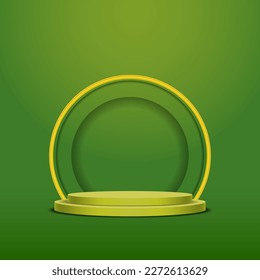 Green Podium Product Platform Presentation Square Layout Background Mockup Template Vector Illustration

