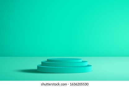 Green Podium With Sunlight In The Studio Room