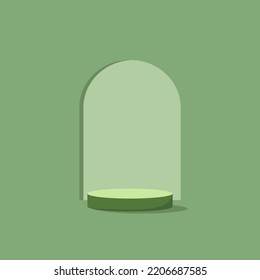 green podium under the green background door cover