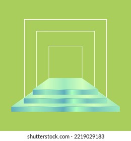 green podium with white light