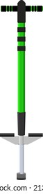 Green Pogo Stick, Illustration, Vector On A White Background.