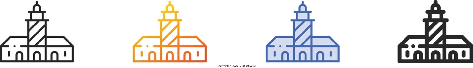 green point lighthouse icon.Thin Linear, Gradient, Blue Stroke and bold Style Design Isolated On White Background