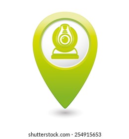 Green pointer with web camera icon. Vector illustration