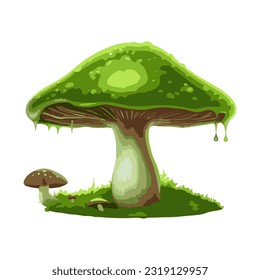 green poisonous mushroom watercolor detail illustration