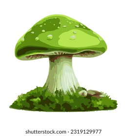 green poisonous mushroom watercolor detail illustration