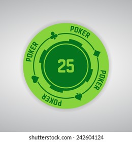 green poker chip twenty-five