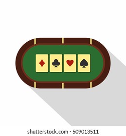 Green Poker Table Icon. Flat Illustration Of Poker Table Vector Icon For Web Isolated On White Background