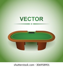 Green poker table. Vector illustration.