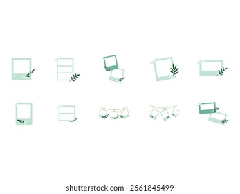 Green Polaroid Frame Element Set