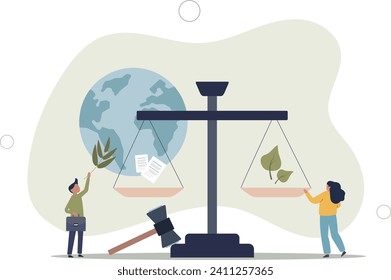 Green policy as governmental environment strategy plan.Legal agreement to protect planet ecosystem and nature resources recycling .flat vector illustration.