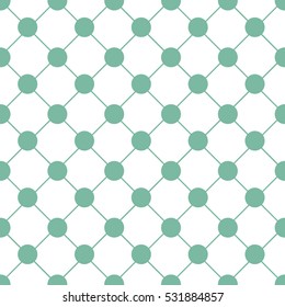 Green Polka dot Chess Board Grid White Christmas Background. Vector Illustration.