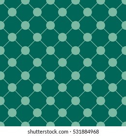 Green Polka dot Chess Board Grid Indigo Christmas Background. Vector Illustration.