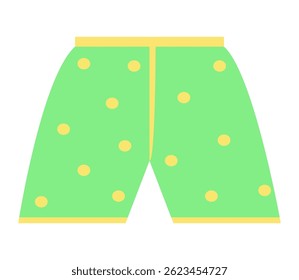 Green polka dot shorts with yellow accents.
